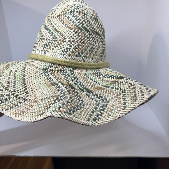 Roxy Multicolor Straw Sun Hat S/M Boho Beach Festival Wide Brim - Picture 12 of 15